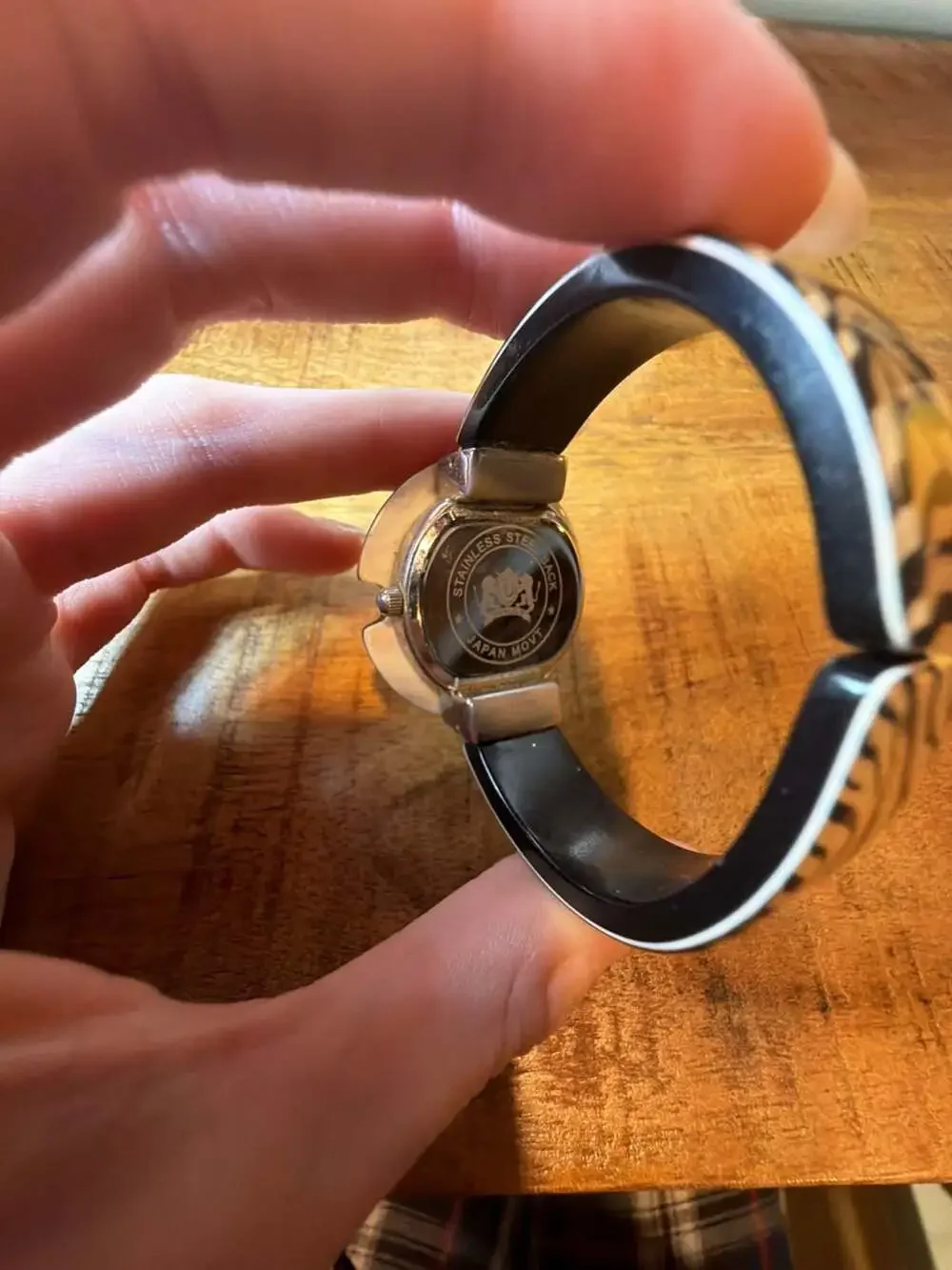 Studio Quartz Women's Zebra Print Cuff Bangle Watch